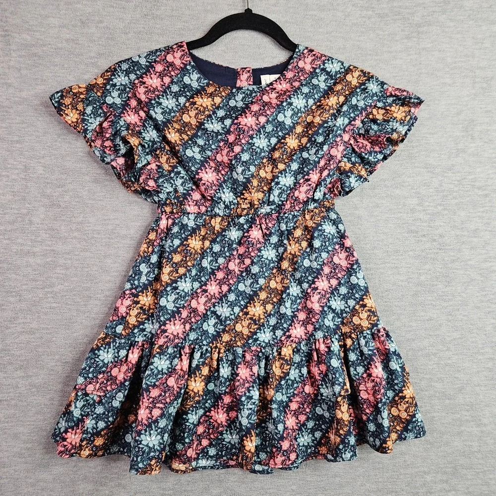 Janie and Jack Girls Dress Size 6 Floral Flutter Sleeve Tiered Party Twirl